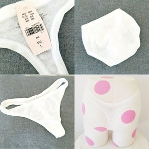 Victoria's Secret Vintage Low Rise White Cotton Strappy Thong Panty NWT